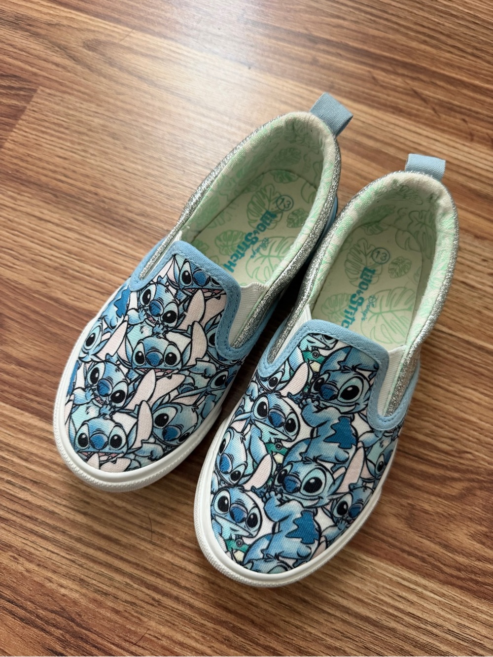 Disney Kids Light Blue Lilo and Stitch Slip-On Sneakers Size 13